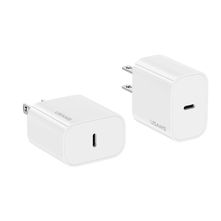 شاحن سريع USB-C / Type-C منفذ واحد USAMS CC228 T65 PD20W، قابس الولايات المتحدة، CC228