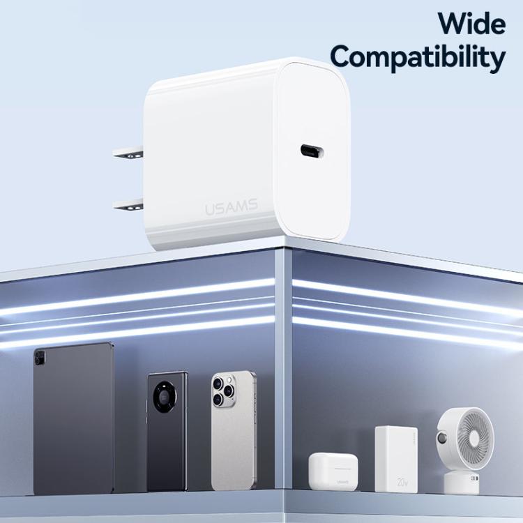 شاحن سريع USB-C / Type-C منفذ واحد USAMS CC228 T65 PD20W، قابس الولايات المتحدة، CC228