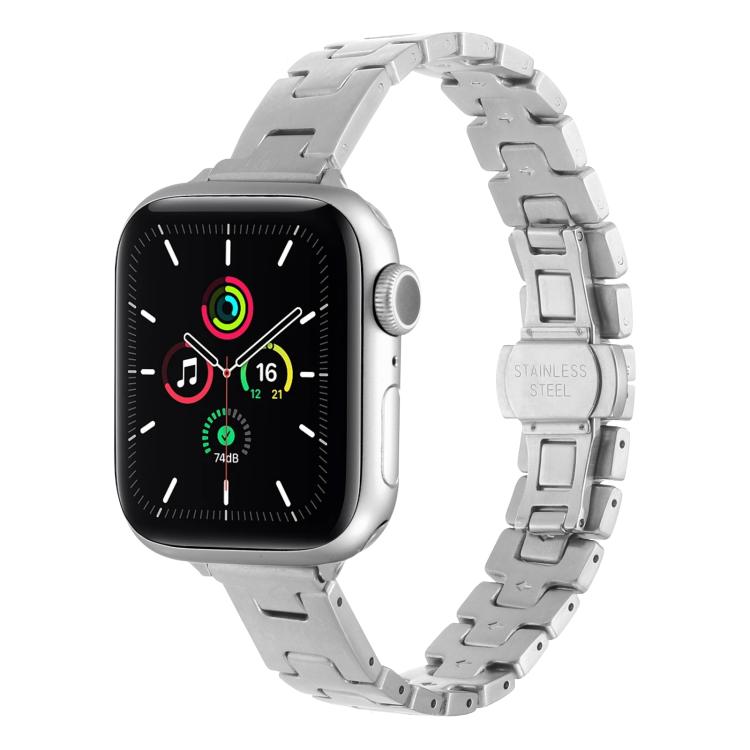 H-förmiges, 14 mm breites Edelstahl-Uhrenarmband, passend für Apple Watch 46 mm / 49 mm / 45 mm / 44 mm und 42 mm / 41 mm / 40 mm / 38 mm