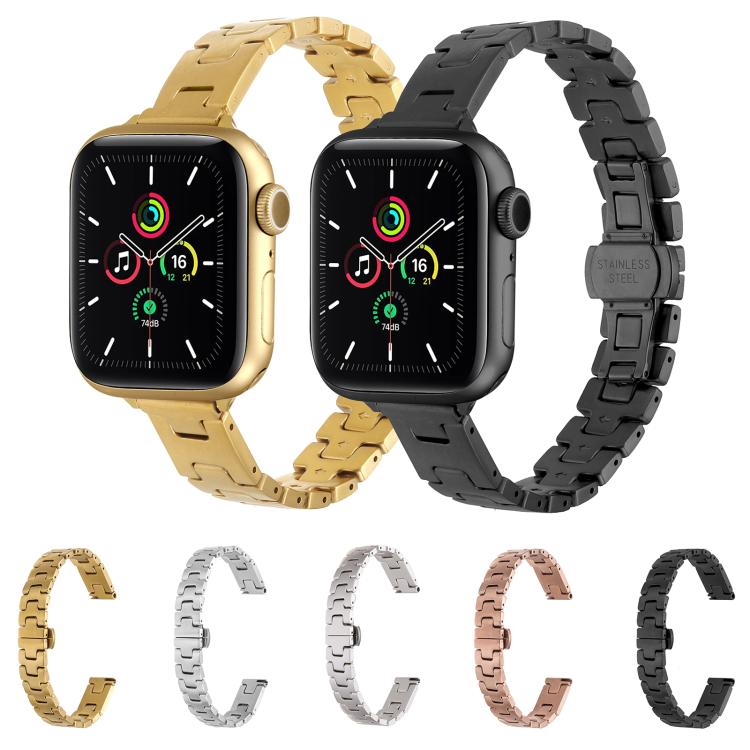H-förmiges, 14 mm breites Edelstahl-Uhrenarmband, passend für Apple Watch 46 mm / 49 mm / 45 mm / 44 mm und 42 mm / 41 mm / 40 mm / 38 mm