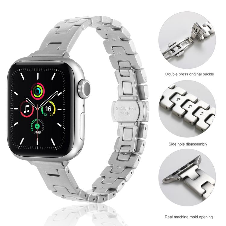 H-förmiges, 14 mm breites Edelstahl-Uhrenarmband, passend für Apple Watch 46 mm / 49 mm / 45 mm / 44 mm und 42 mm / 41 mm / 40 mm / 38 mm