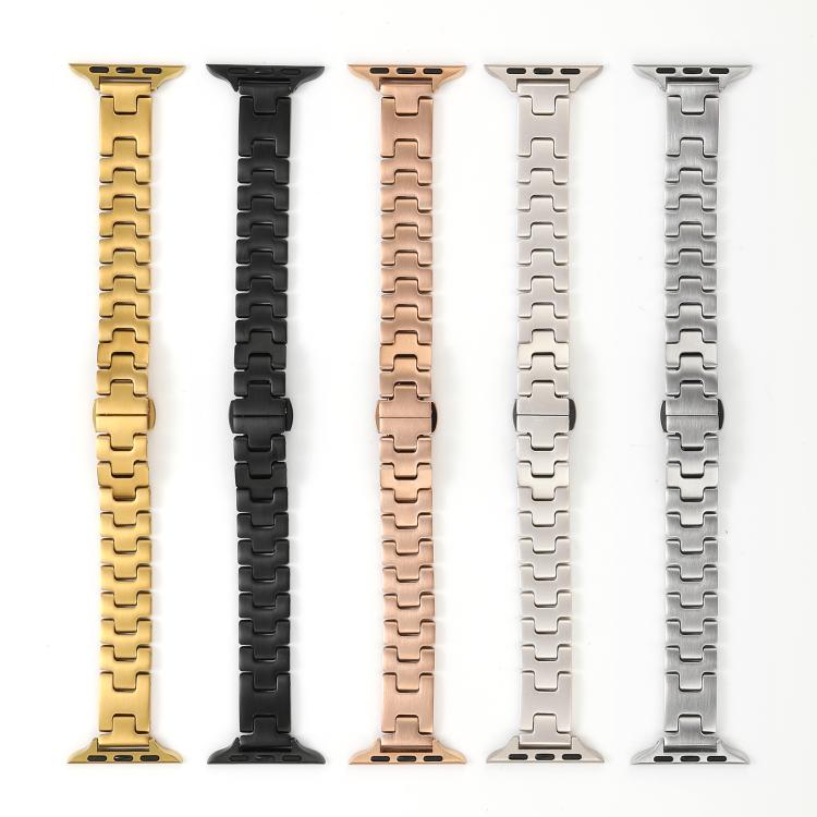 H-förmiges, 14 mm breites Edelstahl-Uhrenarmband, passend für Apple Watch 46 mm / 49 mm / 45 mm / 44 mm und 42 mm / 41 mm / 40 mm / 38 mm