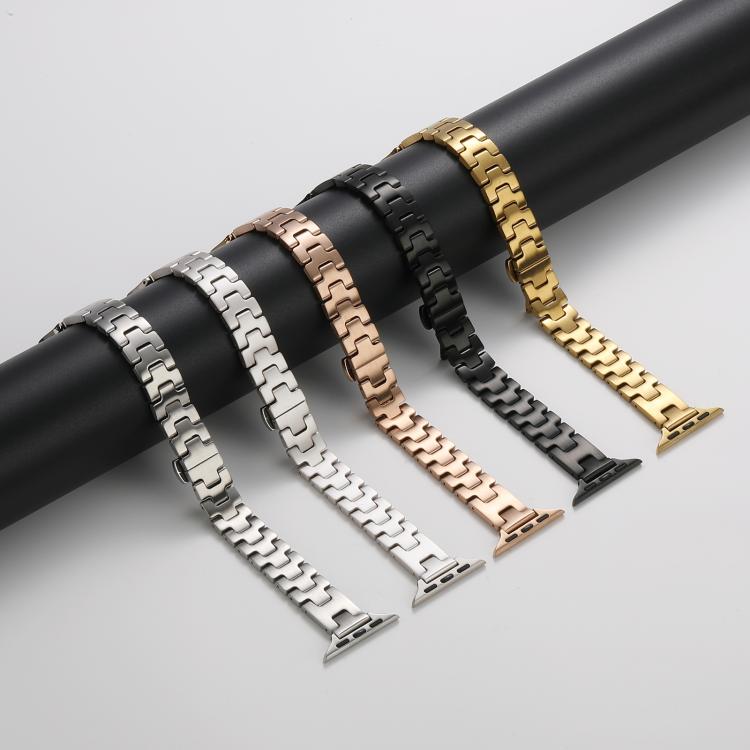 H-förmiges, 14 mm breites Edelstahl-Uhrenarmband, passend für Apple Watch 46 mm / 49 mm / 45 mm / 44 mm und 42 mm / 41 mm / 40 mm / 38 mm