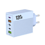 شاحن متعدد المنافذ ADC-F007 بقوة 120 واط مع 3 منافذ Type-C ومنفذين USB، قابس أمريكي، قابس أوروبي، قابس بريطاني