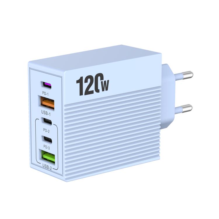 شاحن متعدد المنافذ ADC-F007 بقوة 120 واط مع 3 منافذ Type-C ومنفذين USB، قابس أمريكي، قابس أوروبي، قابس بريطاني