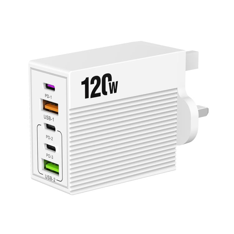 شاحن متعدد المنافذ ADC-F007 بقوة 120 واط مع 3 منافذ Type-C ومنفذين USB، قابس أمريكي، قابس أوروبي، قابس بريطاني