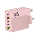 شاحن متعدد المنافذ ADC-F007 بقوة 120 واط مع 3 منافذ Type-C ومنفذين USB، قابس أمريكي، قابس أوروبي، قابس بريطاني