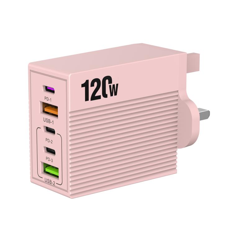 شاحن متعدد المنافذ ADC-F007 بقوة 120 واط مع 3 منافذ Type-C ومنفذين USB، قابس أمريكي، قابس أوروبي، قابس بريطاني