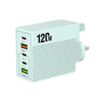 شاحن متعدد المنافذ ADC-F007 بقوة 120 واط مع 3 منافذ Type-C ومنفذين USB، قابس أمريكي، قابس أوروبي، قابس بريطاني