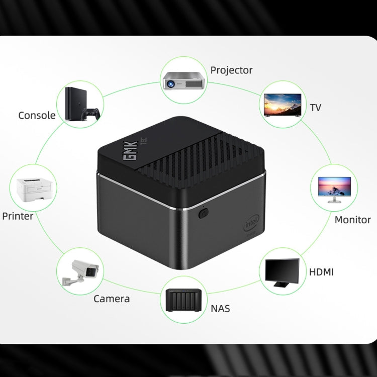 GMK NucBox Windows 10 System Mini PC, Intel Celeron J4125 Quad Core 64bit 14nm 2GHz-2.7GHz, Support WiFi & Bluetooth & RJ45,, 8GB+128GB,EU Plug