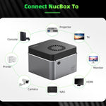 GMK NucBox Windows 10 System Mini PC, Intel Celeron J4125 Quad Core 64bit 14nm 2GHz-2.7GHz, Support WiFi & Bluetooth & RJ45,, 8GB+128GB,EU Plug