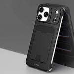 J TRIBE Metal Frameless Card Slot Lens Holder Phone Case, For iPhone 17 Pro Max, For iPhone 17 Pro, For iPhone 17, For iPhone Air, For iPhone 16 Pro Max, For iPhone 16 Pro, For iPhone 15 Pro Max, For iPhone 15 Pro