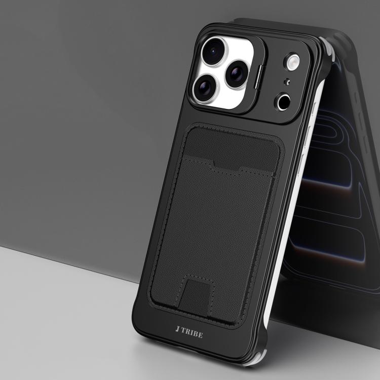 J TRIBE Metal Frameless Card Slot Lens Holder Phone Case, For iPhone 17 Pro Max, For iPhone 17 Pro, For iPhone 17, For iPhone Air, For iPhone 16 Pro Max, For iPhone 16 Pro, For iPhone 15 Pro Max, For iPhone 15 Pro