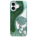 Electroplated TPU Lotus Hollow-carved  Rhinestone Glitter Phone Case, For iPhone 17 Pro Max, For iPhone 17 Pro, For iPhone 17, For iPhone 16 Pro Max, For iPhone 16 Pro, For iPhone 16, For iPhone 15 Pro Max, For iPhone 15 Pro