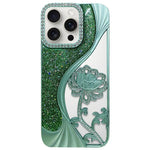 Electroplated TPU Lotus Hollow-carved  Rhinestone Glitter Phone Case, For iPhone 17 Pro Max, For iPhone 17 Pro, For iPhone 17, For iPhone 16 Pro Max, For iPhone 16 Pro, For iPhone 16, For iPhone 15 Pro Max, For iPhone 15 Pro