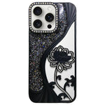 Electroplated TPU Lotus Hollow-carved  Rhinestone Glitter Phone Case, For iPhone 17 Pro Max, For iPhone 17 Pro, For iPhone 17, For iPhone 16 Pro Max, For iPhone 16 Pro, For iPhone 16, For iPhone 15 Pro Max, For iPhone 15 Pro