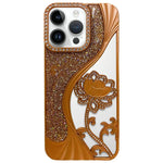 Electroplated TPU Lotus Hollow-carved  Rhinestone Glitter Phone Case, For iPhone 15, For iPhone 14, For iPhone 14 Pro, For iPhone 14 Pro Max, For iPhone 13 Pro Max, For iPhone 13 Pro, For iPhone 13, For iPhone 12