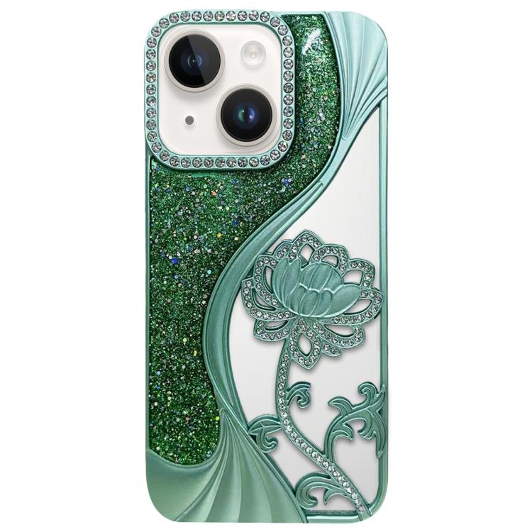 Electroplated TPU Lotus Hollow-carved  Rhinestone Glitter Phone Case, For iPhone 13 Pro, For iPhone 13, For iPhone 12, For iPhone 12 Pro Max, For iPhone 12 Pro, For iPhone 11 Pro Max, For iPhone 11