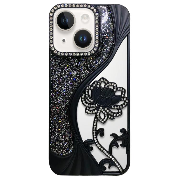 Electroplated TPU Lotus Hollow-carved  Rhinestone Glitter Phone Case, For iPhone 13 Pro, For iPhone 13, For iPhone 12, For iPhone 12 Pro Max, For iPhone 12 Pro, For iPhone 11 Pro Max, For iPhone 11