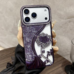 Electroplated TPU Lotus Hollow-carved  Rhinestone Glitter Phone Case, For iPhone 18, For iPhone 18 Pro, For iPhone 18 Pro Max, For iPhone 17 Pro Max, For iPhone 17 Pro, For iPhone 17, For iPhone 16 Pro Max, For iPhone 16 Pro