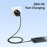 كابل بيانات شحن سريع من سبائك الألمنيوم USAMS SJ770 U91 بقوة 30 واط من نوع Type-C إلى 8 دبابيس، الطول: 1م، SJ770