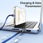 كابل بيانات شحن سريع من سبائك الألمنيوم USAMS SJ770 U91 بقوة 30 واط من نوع Type-C إلى 8 دبابيس، الطول: 1م، SJ770