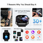 GE52 1.88-inch Full Touch HD Screen BT Call Smart Watch Silicone Strap, Supports Health Monitoring