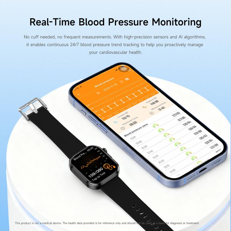 GE52 1.88-inch Full Touch HD Screen BT Call Smart Watch Silicone Strap, Supports Health Monitoring