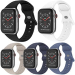 5er-Pack xDfind Silikon-Uhrenarmband mit Schmetterlingsverschluss, passend für Apple Watch 42 / 44 / 45 / 46 / 49 mm, Apple Watch 38 / 40 / 41 / S11 42 mm