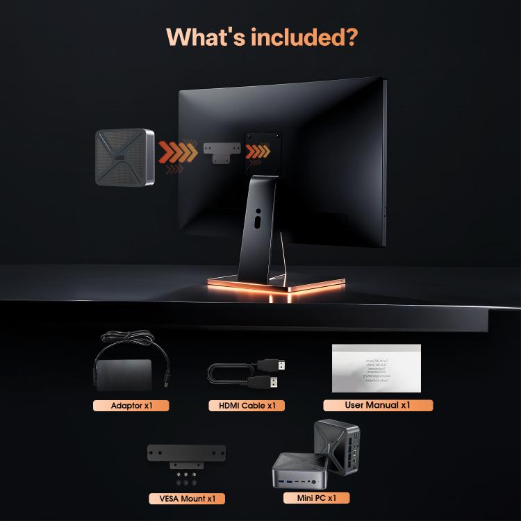 GXMO GH8 Windows 11 Pro Mini PC, AMD Ryzen 9 8945HS Octa Core Processor, No Memory, 16GB+512GB