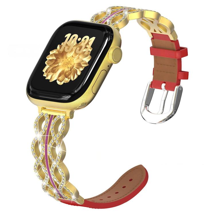 xDfind Diamant-Edelstahl-Hybrid-Uhrenarmband aus echtem Leder, für Apple Watch 42 / 44 / 45 / 46 / 49 mm, für Apple Watch 38 / 40 / 41 / S11 42 mm