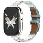xDfind Butterfly Edelstahl-Hybrid-Armband aus echtem Leder, für Apple Watch 42 / 44 / 45 / 46 / 49 mm, für Apple Watch 38 / 40 / 41 / S11 42 mm