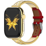xDfind Butterfly Edelstahl-Hybrid-Armband aus echtem Leder, für Apple Watch 42 / 44 / 45 / 46 / 49 mm, für Apple Watch 38 / 40 / 41 / S11 42 mm