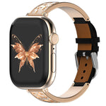 xDfind Butterfly Edelstahl-Hybrid-Armband aus echtem Leder, für Apple Watch 42 / 44 / 45 / 46 / 49 mm, für Apple Watch 38 / 40 / 41 / S11 42 mm