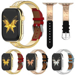 xDfind Butterfly Edelstahl-Hybrid-Armband aus echtem Leder, für Apple Watch 42 / 44 / 45 / 46 / 49 mm, für Apple Watch 38 / 40 / 41 / S11 42 mm