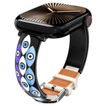 xDfind Evil Eye Stainless Steel Hybrid Genuine Leather Watch Band, For Apple Watch 42 / 44 / 45 / 46 / 49mm, For Apple Watch 38 / 40 / 41 / S11 42mm