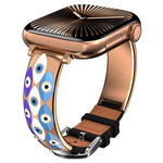 xDfind Evil Eye Stainless Steel Hybrid Genuine Leather Watch Band, For Apple Watch 42 / 44 / 45 / 46 / 49mm, For Apple Watch 38 / 40 / 41 / S11 42mm