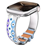 xDfind Evil Eye Stainless Steel Hybrid Genuine Leather Watch Band, For Apple Watch 42 / 44 / 45 / 46 / 49mm, For Apple Watch 38 / 40 / 41 / S11 42mm