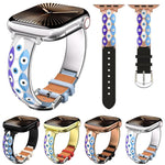 xDfind Evil Eye Stainless Steel Hybrid Genuine Leather Watch Band, For Apple Watch 42 / 44 / 45 / 46 / 49mm, For Apple Watch 38 / 40 / 41 / S11 42mm