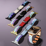 xDfind Evil Eye Stainless Steel Hybrid Genuine Leather Watch Band, For Apple Watch 42 / 44 / 45 / 46 / 49mm, For Apple Watch 38 / 40 / 41 / S11 42mm