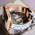 xDfind Evil Eye Stainless Steel Hybrid Genuine Leather Watch Band, For Apple Watch 42 / 44 / 45 / 46 / 49mm, For Apple Watch 38 / 40 / 41 / S11 42mm
