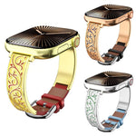 xDfind Retro-Armband mit floralem Muster aus Edelstahl und Echtleder, passend für Apple Watch 42 / 44 / 45 / 46 / 49 mm, Apple Watch 38 / 40 / 41 / S11 42 mm