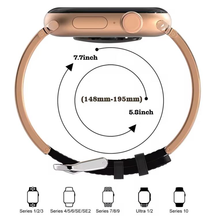 xDfind Retro-Armband mit floralem Muster aus Edelstahl und Echtleder, passend für Apple Watch 42 / 44 / 45 / 46 / 49 mm, Apple Watch 38 / 40 / 41 / S11 42 mm