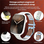 xDfind Retro-Armband mit floralem Muster aus Edelstahl und Echtleder, passend für Apple Watch 42 / 44 / 45 / 46 / 49 mm, Apple Watch 38 / 40 / 41 / S11 42 mm