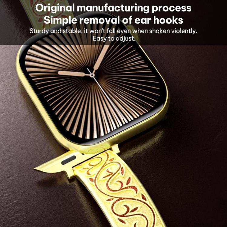 xDfind Retro-Armband mit floralem Muster aus Edelstahl und Echtleder, passend für Apple Watch 42 / 44 / 45 / 46 / 49 mm, Apple Watch 38 / 40 / 41 / S11 42 mm