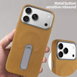 VIETAO Suede MagSafe PU Leather Phone Case with Holder, For iPhone 17 Pro Max, For iPhone 17 Pro, For iPhone 17, For iPhone Air