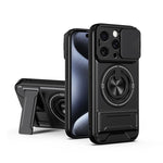 غطاء هاتف مغناطيسي متعدد الوظائف مع نافذة انزلاقية للعدسة ومقاوم للصدمات، لهواتف iPhone 13 Pro Max، iPhone 13 Pro، iPhone 12 Pro Max، iPhone 11 Pro Max، iPhone 11