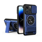 غطاء هاتف مغناطيسي متعدد الوظائف مع نافذة انزلاقية للعدسة ومقاوم للصدمات، لهواتف iPhone 13 Pro Max، iPhone 13 Pro، iPhone 12 Pro Max، iPhone 11 Pro Max، iPhone 11