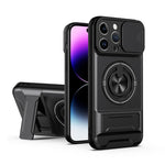 غطاء هاتف مغناطيسي متعدد الوظائف مع نافذة انزلاقية للعدسة ومقاوم للصدمات، لهواتف iPhone 13 Pro Max، iPhone 13 Pro، iPhone 12 Pro Max، iPhone 11 Pro Max، iPhone 11