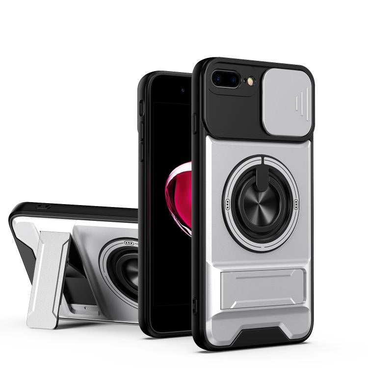 Lens Sliding Window Multifunctional Magnetic Shockproof Phone Case, For iPhone 7 Plus, For iPhone 7